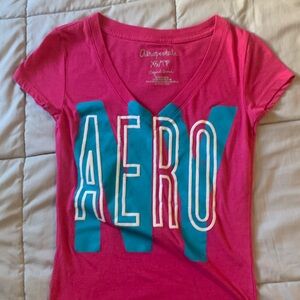Aeropostale v neck x small t shirt hot pink and turquoise